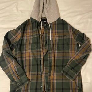 Vans Green Plaid Hooded flannel Jacket size men’s large. Great condition